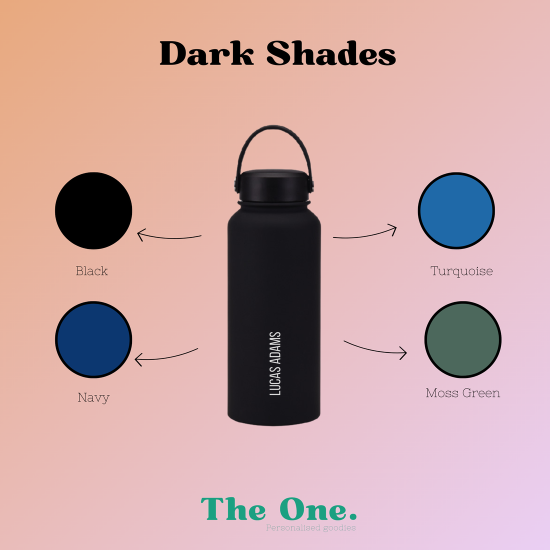 Custom Insulated Water Bottle - Black 1L