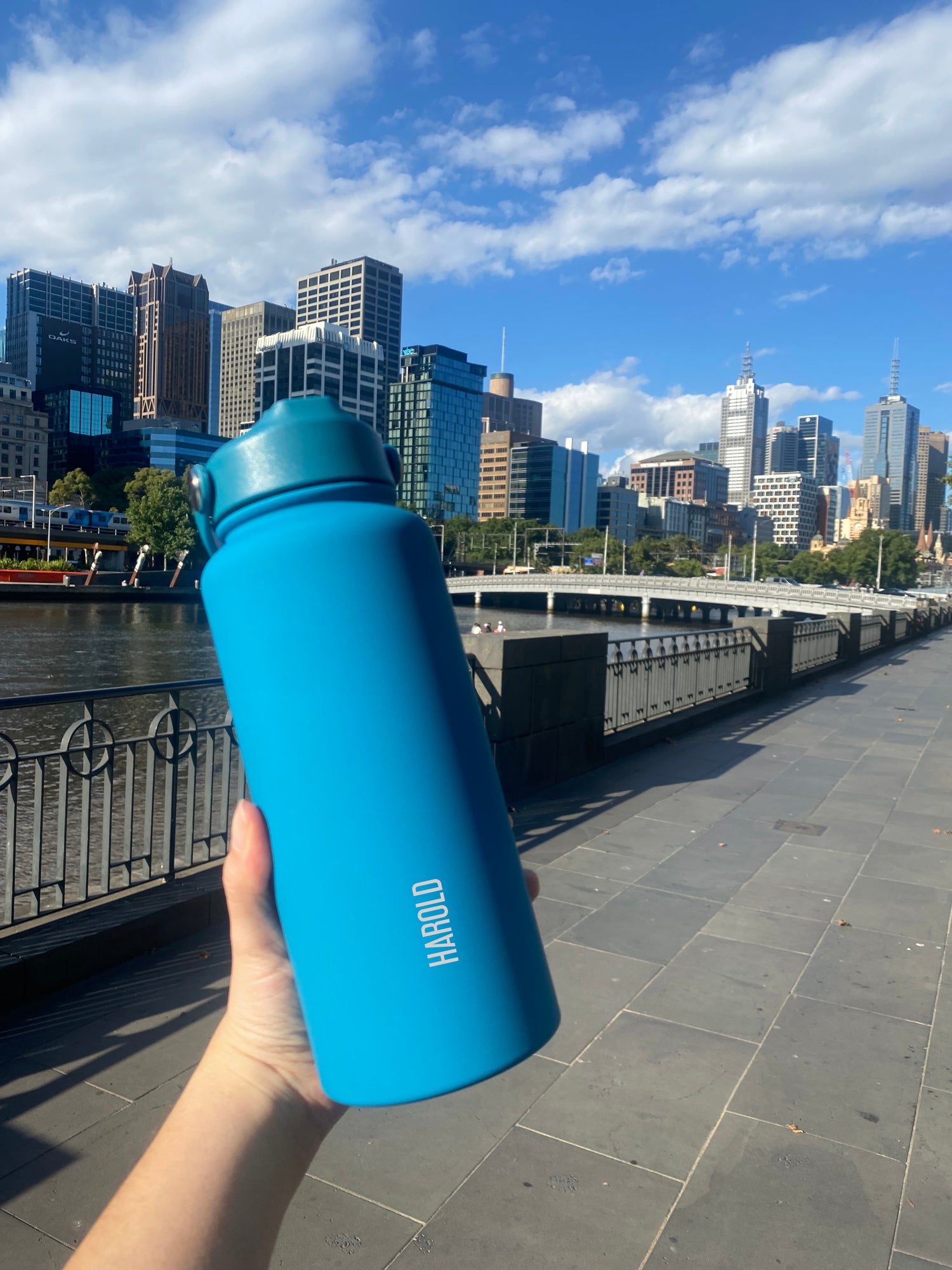 Custom Insulated Water Bottle - Turquoise Blue 1L