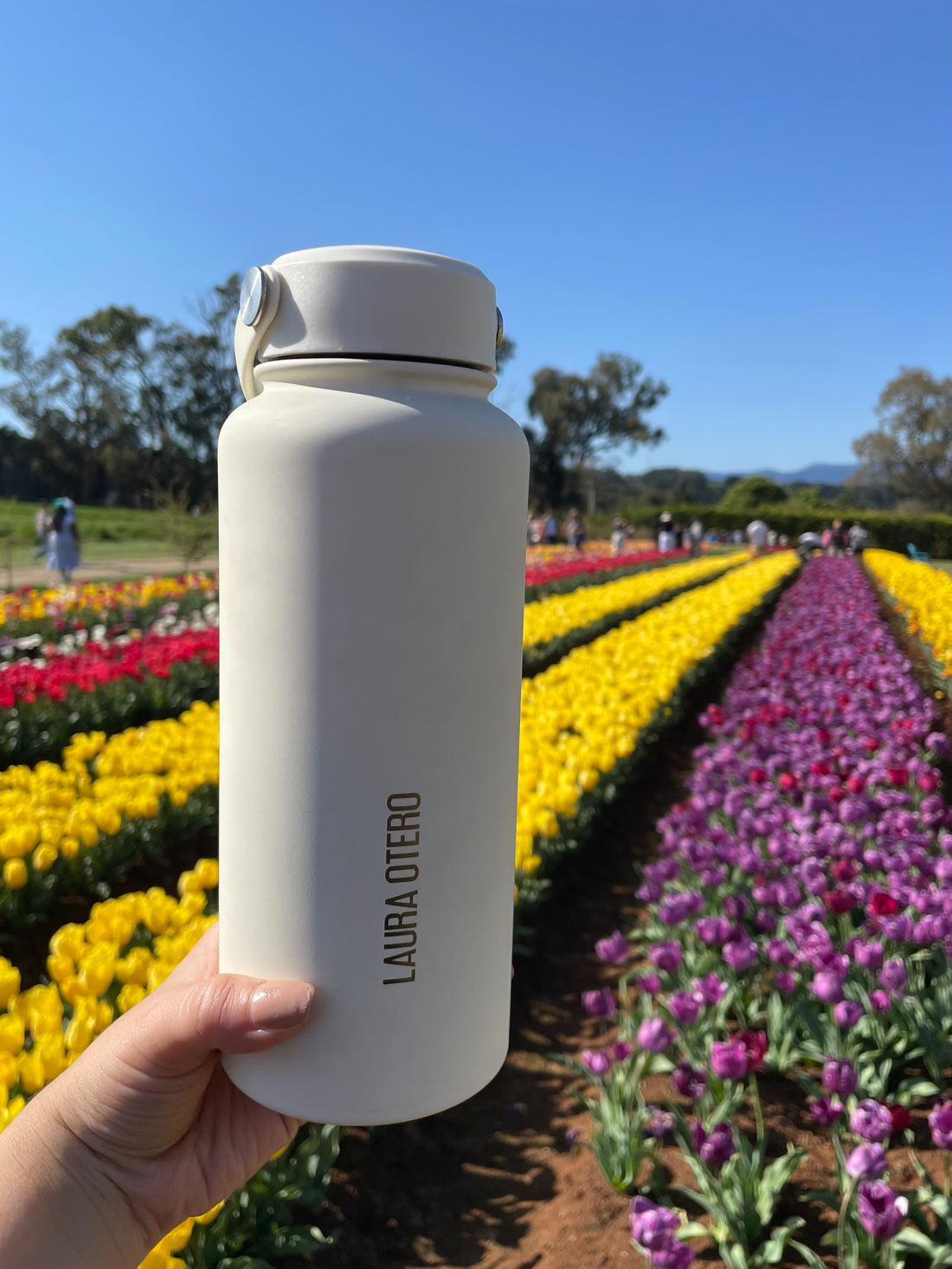 Custom Insulated Water Bottle - White 1L